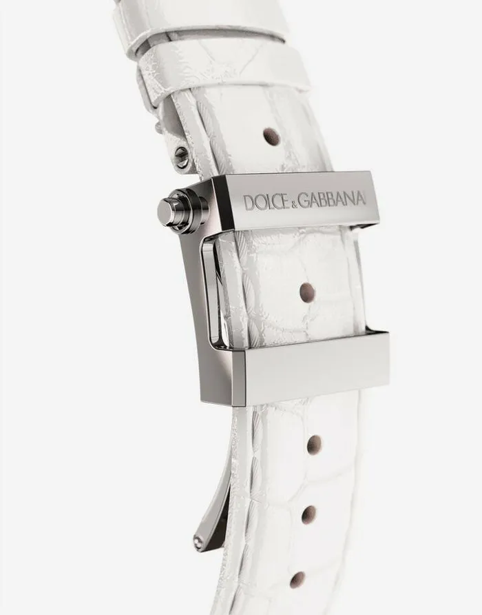Dolce and Gabbana Watches Men DG7 Watch In Steel With Engraved Side Decoration In Gold White Dolce and Gabbana Watches Men DG7 Watch In Steel With Engraved Side Decoration In Gold White