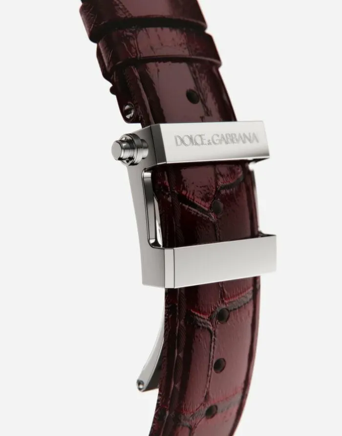 Dolce and Gabbana Watches Men DG7 Watch In Steel With Ruby Bordeaux Dolce and Gabbana Watches Men DG7 Watch In Steel With Ruby Bordeaux