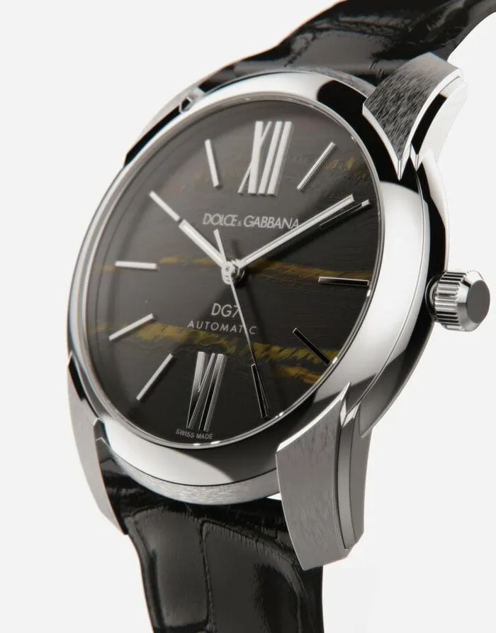 Dolce and Gabbana Watches Men Steel And Tigers Eye Watch Black Dolce and Gabbana Watches Men Steel And Tigers Eye Watch Black