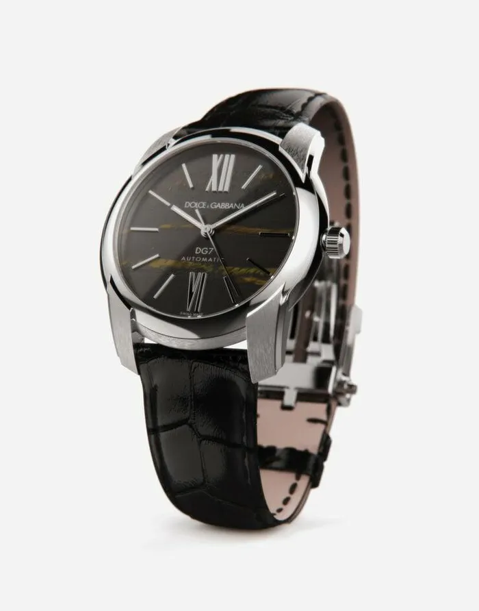 Dolce and Gabbana Watches Men Steel And Tigers Eye Watch Black Dolce and Gabbana Watches Men Steel And Tigers Eye Watch Black
