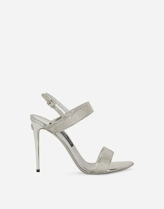 Dolce and Gabbana Wear It Like DGCelebs Women KIM DOLCEandGABBANA Satin Sandals With Fusible Rhinestones Grey Dolce and Gabbana Wear It Like DGCelebs Women KIM DOLCEandGABBANA Satin Sandals With Fusible Rhinestones Grey