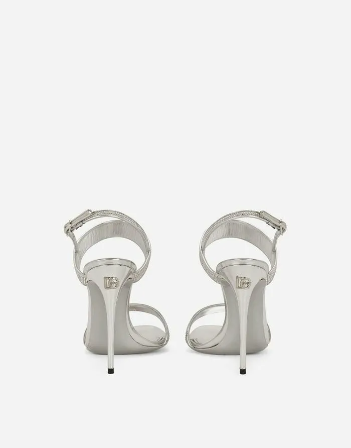 Dolce and Gabbana Wear It Like DGCelebs Women KIM DOLCEandGABBANA Satin Sandals With Fusible Rhinestones Grey Dolce and Gabbana Wear It Like DGCelebs Women KIM DOLCEandGABBANA Satin Sandals With Fusible Rhinestones Grey