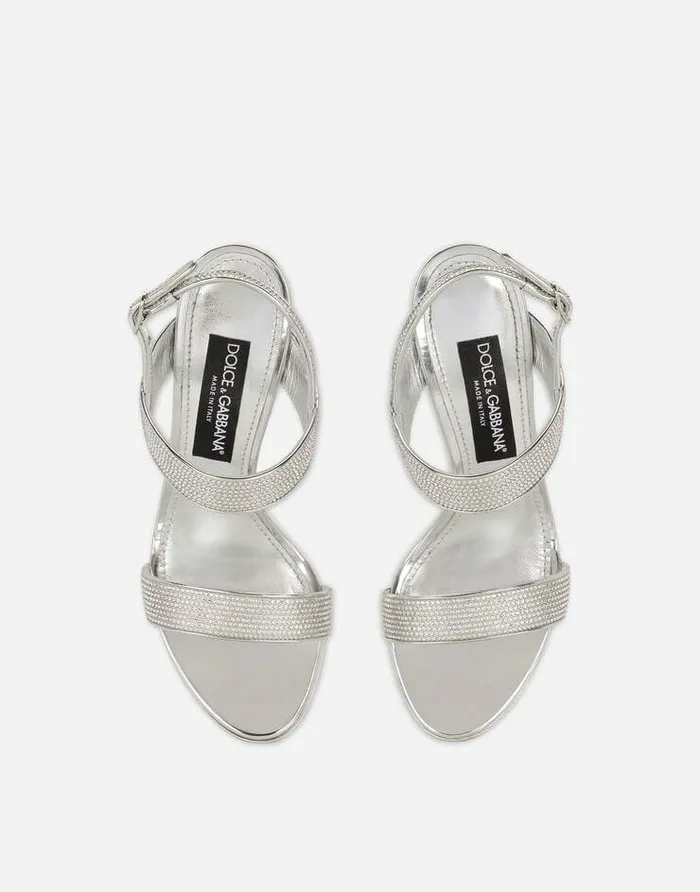 Dolce and Gabbana Wear It Like DGCelebs Women KIM DOLCEandGABBANA Satin Sandals With Fusible Rhinestones Grey Dolce and Gabbana Wear It Like DGCelebs Women KIM DOLCEandGABBANA Satin Sandals With Fusible Rhinestones Grey