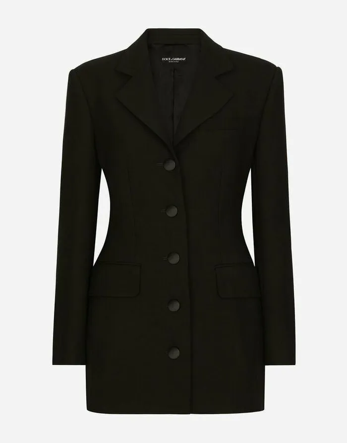 Dolce and Gabbana Wear It Like DGCelebs Women Long Singlebreasted Wool Cady Dolcefit Jacket Black Dolce and Gabbana Wear It Like DGCelebs Women Long Singlebreasted Wool Cady Dolcefit Jacket Black