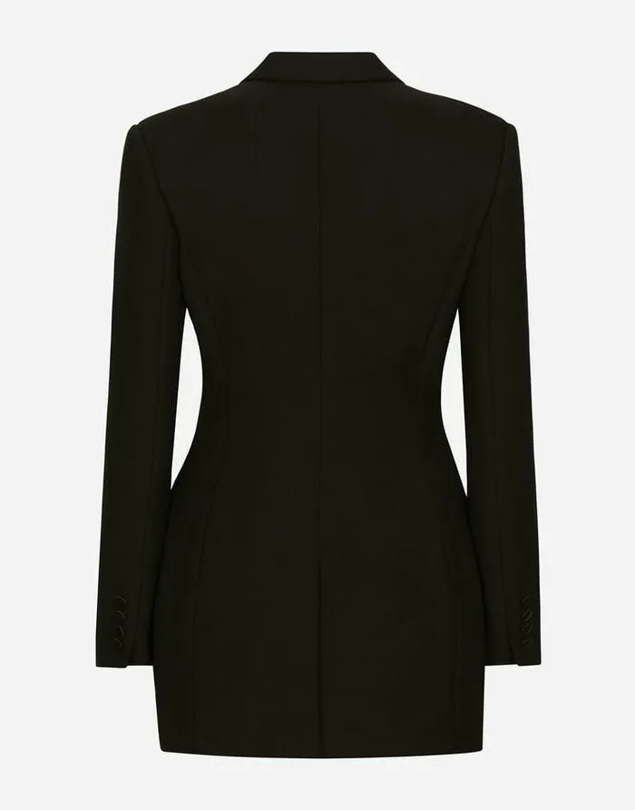 Dolce and Gabbana Wear It Like DGCelebs Women Long Singlebreasted Wool Cady Dolcefit Jacket Black Dolce and Gabbana Wear It Like DGCelebs Women Long Singlebreasted Wool Cady Dolcefit Jacket Black