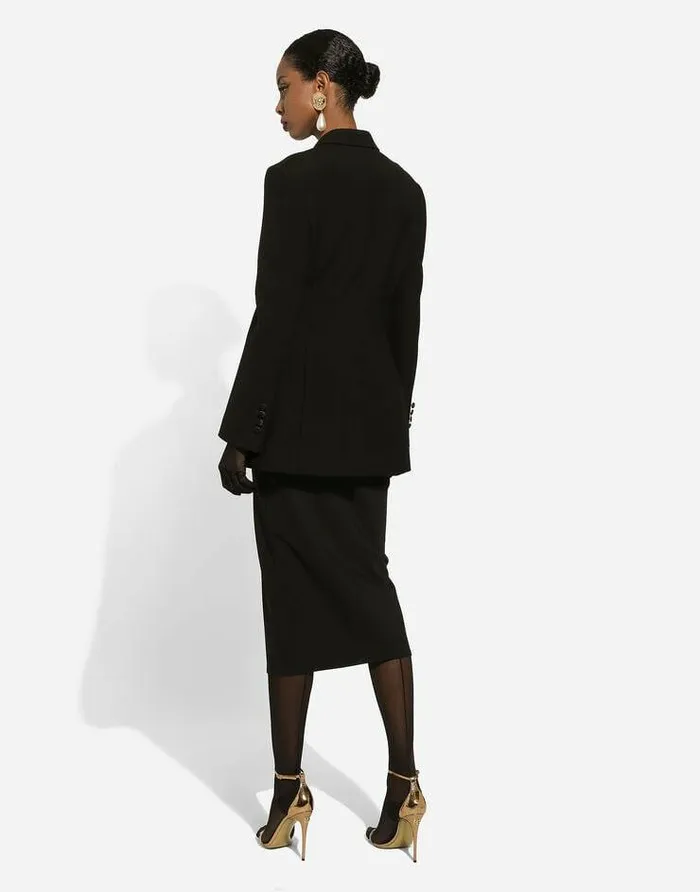Dolce and Gabbana Wear It Like DGCelebs Women Long Singlebreasted Wool Cady Dolcefit Jacket Black Dolce and Gabbana Wear It Like DGCelebs Women Long Singlebreasted Wool Cady Dolcefit Jacket Black