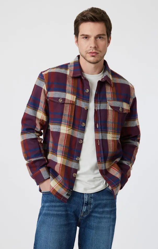 Double Pocket Check Shirt In Paprika Check Men Mavi Jeans Shirts