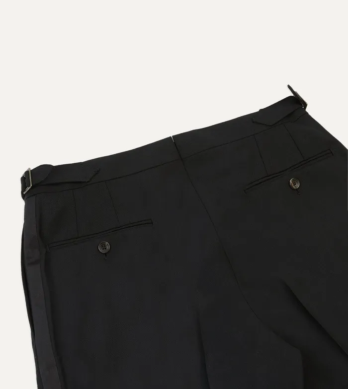Drake039s Black Tropical Wool SinglePleat Dinner Trousers 8211 Clothing