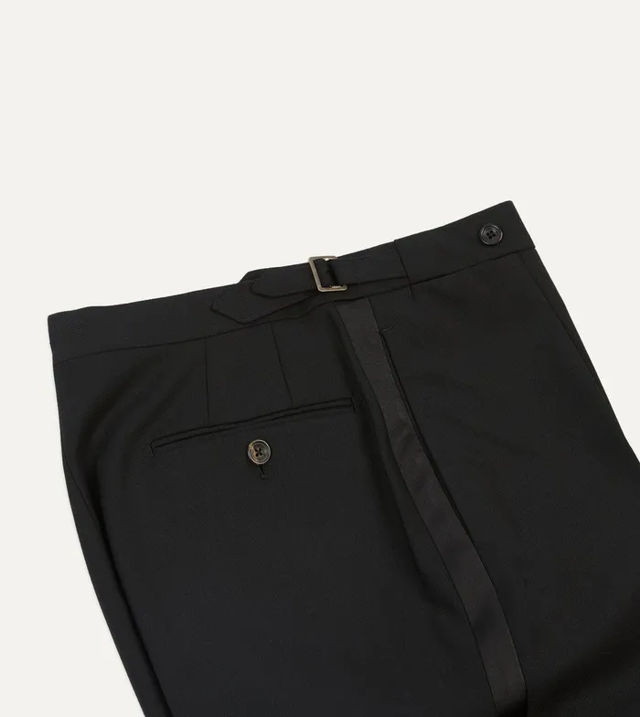 Drake039s Black Tropical Wool SinglePleat Dinner Trousers 8211 Clothing