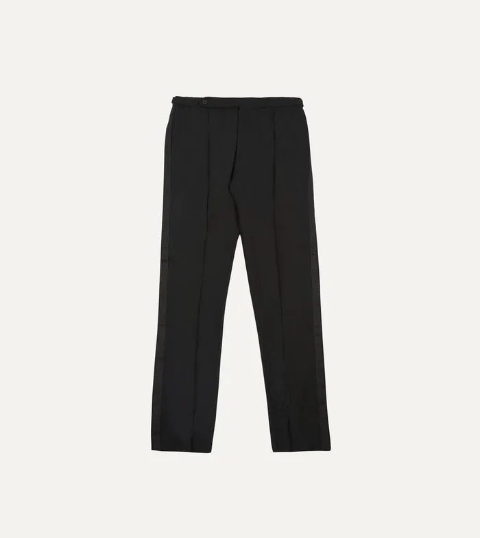 Drake039s Black Tropical Wool SinglePleat Dinner Trousers 8211 Clothing
