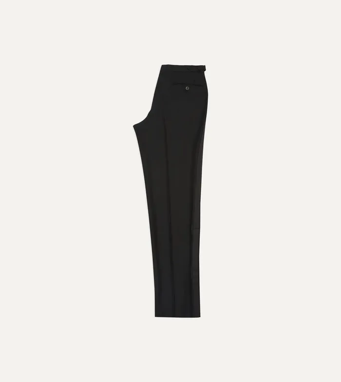 Drake039s Black Tropical Wool SinglePleat Dinner Trousers 8211 Clothing