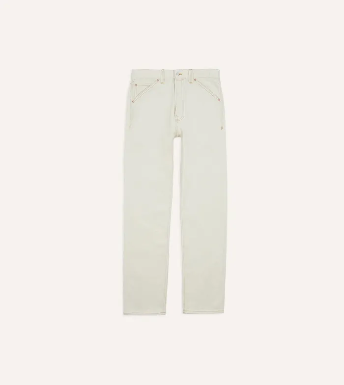 Drake039s Ecru 127oz Selvedge Denim Patchless FivePocket Jeans 8211 Clothing