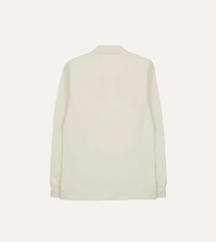 Drake039s Ecru Pique Cotton LongSleeve Polo Shirt 8211 Clothing