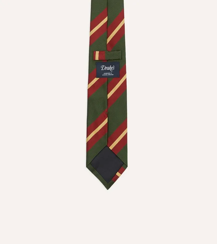 Drake039s Green And Red Regimental Stripe Mogador Tipped Tie 8211 Ties