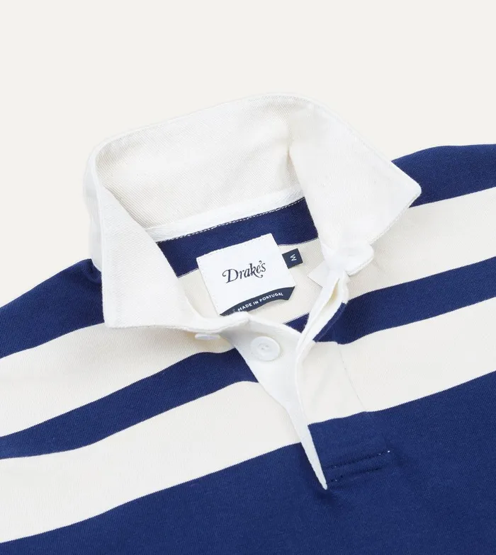 Drake039s Navy And Ecru Stripe Cotton Rugby Shirt 8211 ClothingShirts