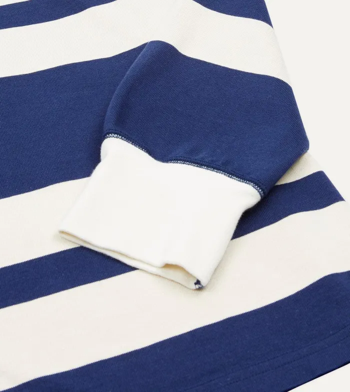 Drake039s Navy And Ecru Stripe Cotton Rugby Shirt 8211 ClothingShirts