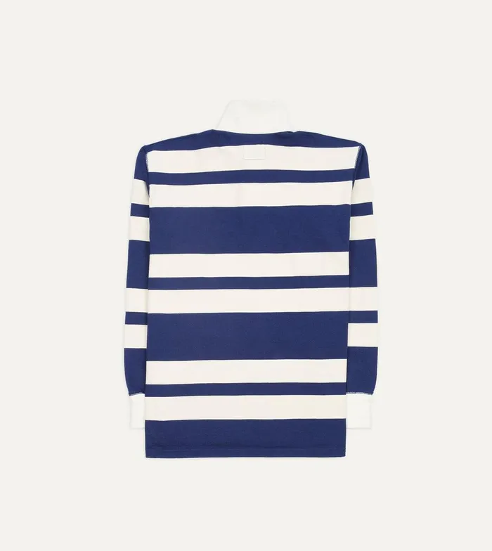 Drake039s Navy And Ecru Stripe Cotton Rugby Shirt 8211 ClothingShirts