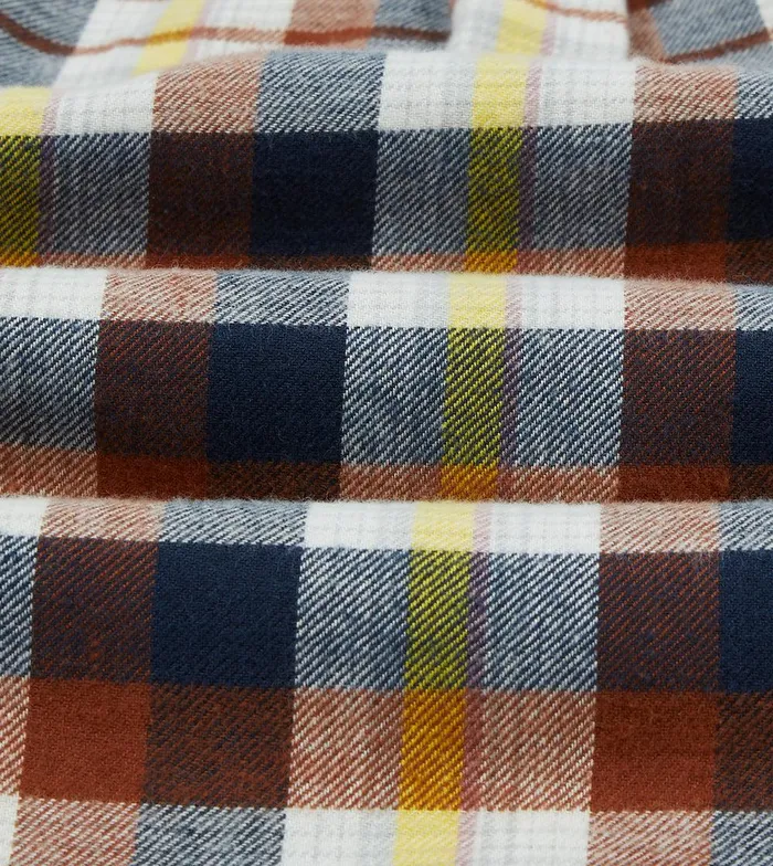 Drake039s Navy White And Rust Check Brushed Cotton TwoPocket Work Shirt 8211 Shirts
