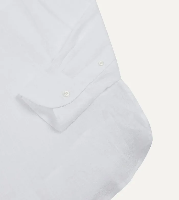 Drake039s White Linen Mandarin Collar Popover Shirt 8211 Shirts
