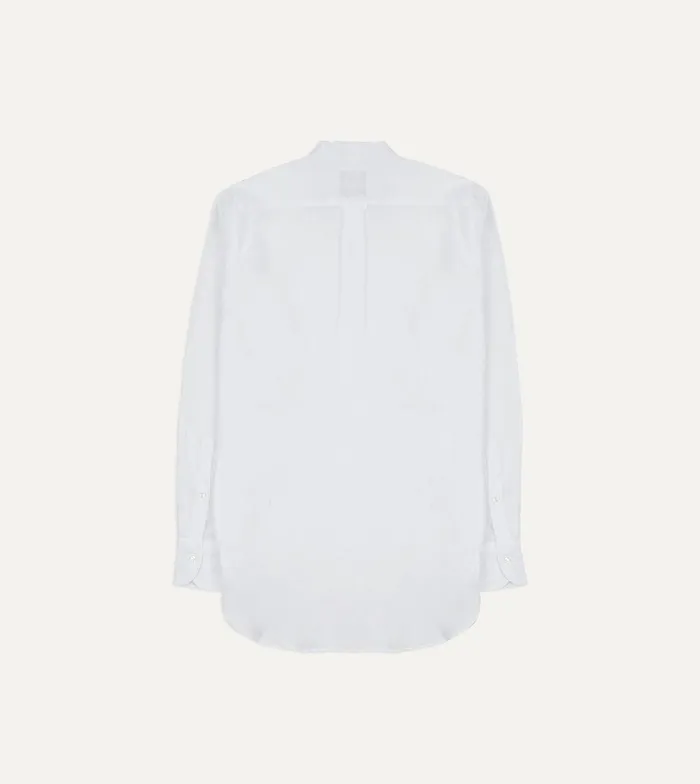 Drake039s White Linen Mandarin Collar Popover Shirt 8211 Shirts