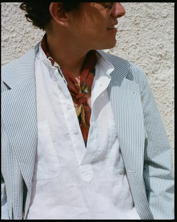 Drake039s White Linen Mandarin Collar Popover Shirt 8211 Shirts