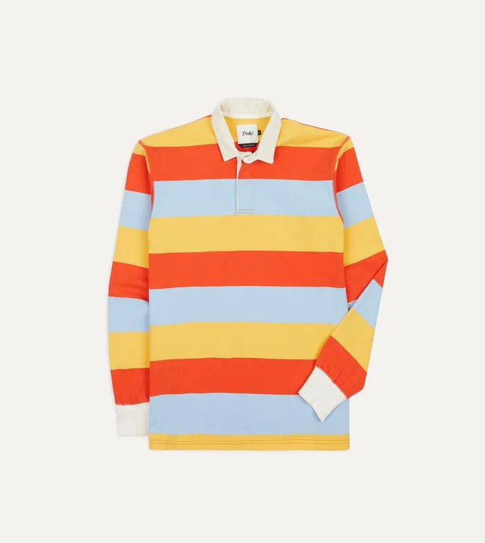 Drake039s Yellow Blue And Red Stripe Cotton Rugby Shirt 8211 ClothingShirts