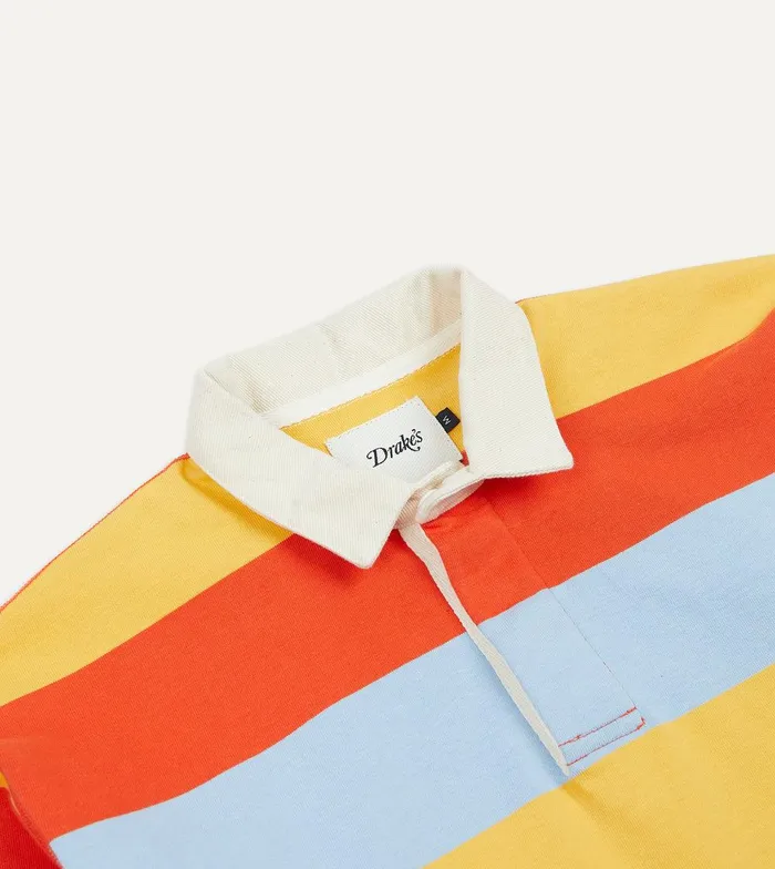 Drake039s Yellow Blue And Red Stripe Cotton Rugby Shirt 8211 ClothingShirts