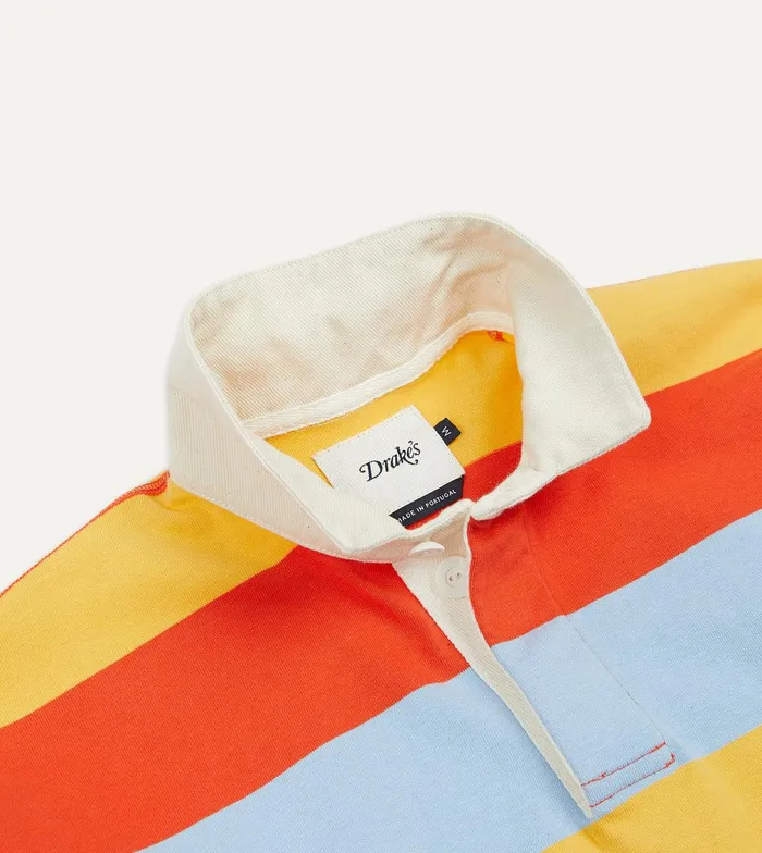 Drake039s Yellow Blue And Red Stripe Cotton Rugby Shirt 8211 ClothingShirts