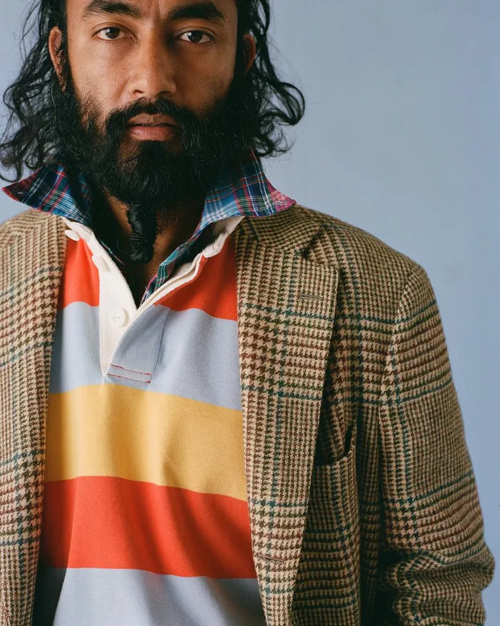 Drake039s Yellow Blue And Red Stripe Cotton Rugby Shirt 8211 ClothingShirts