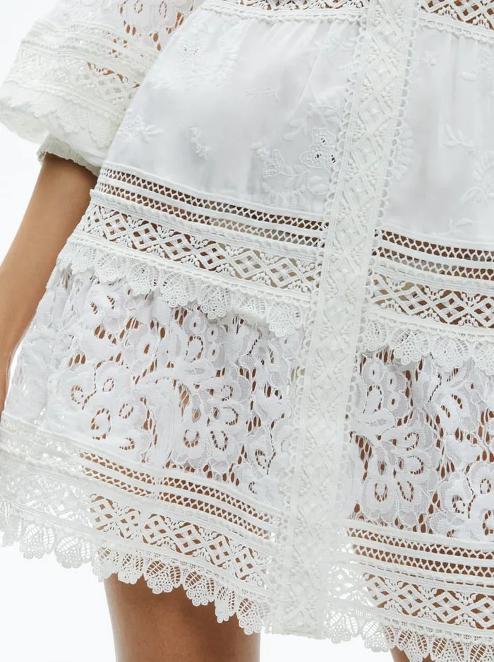 Dresses Women Alice Olivia Cailin Tunic Tiered Mini Dress Off White
