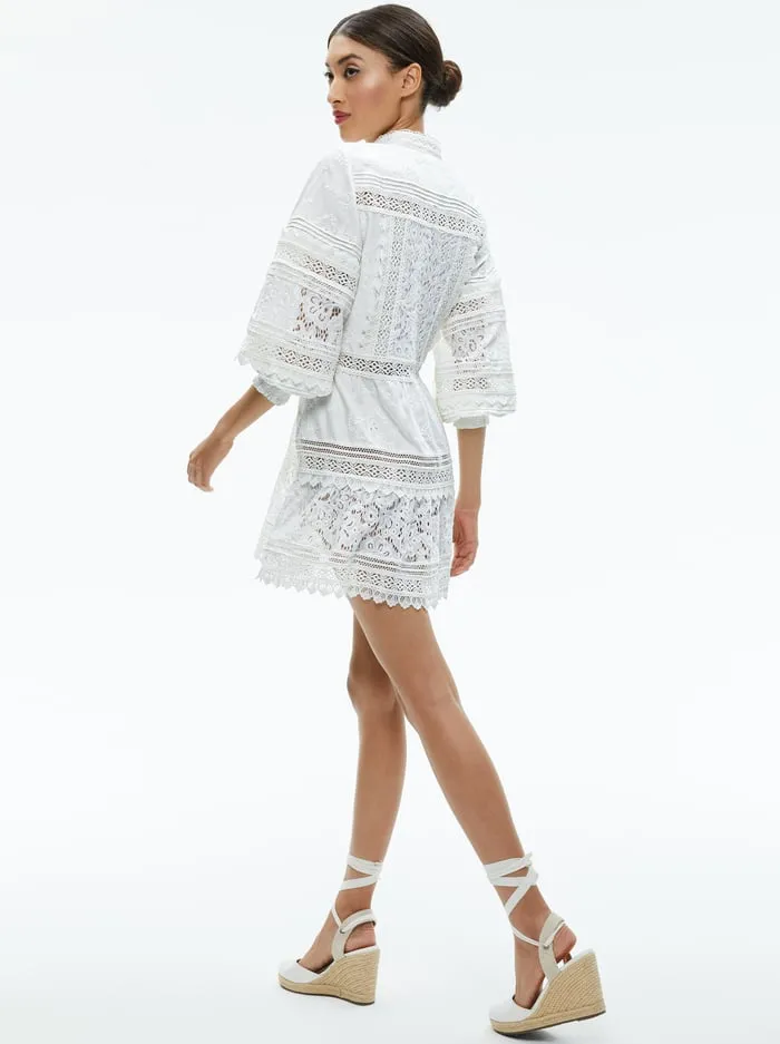 Dresses Women Alice Olivia Cailin Tunic Tiered Mini Dress Off White