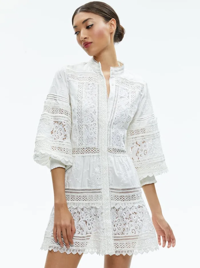 Dresses Women Alice Olivia Cailin Tunic Tiered Mini Dress Off White