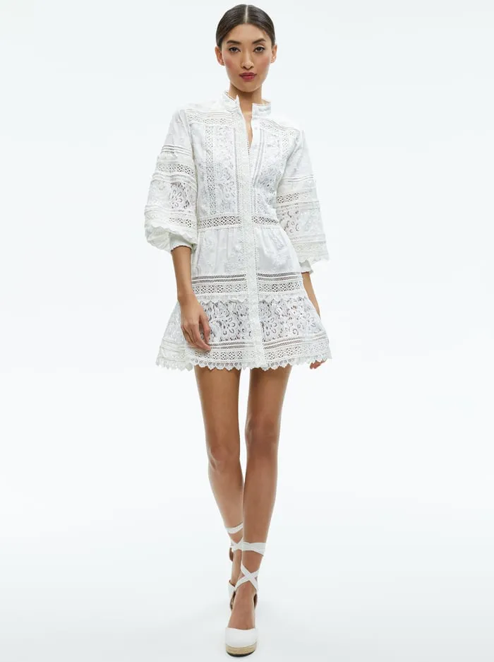 Dresses Women Alice Olivia Cailin Tunic Tiered Mini Dress Off White