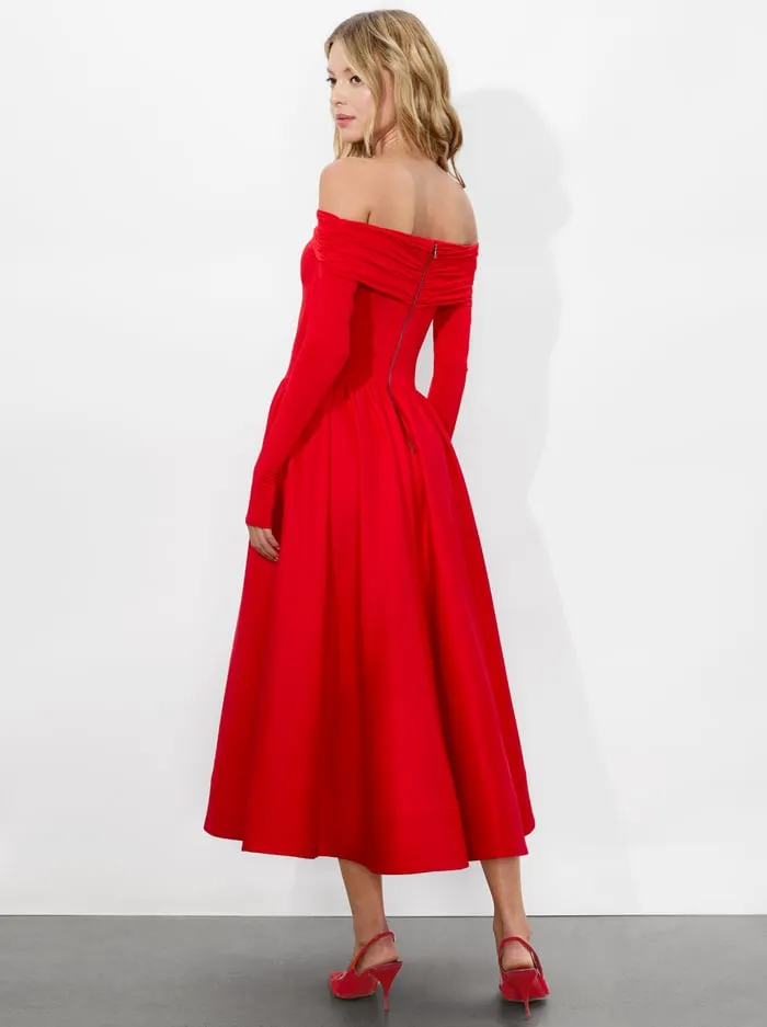 Dresses Women Alice Olivia Chara Flared Midi Dress Bright Ruby