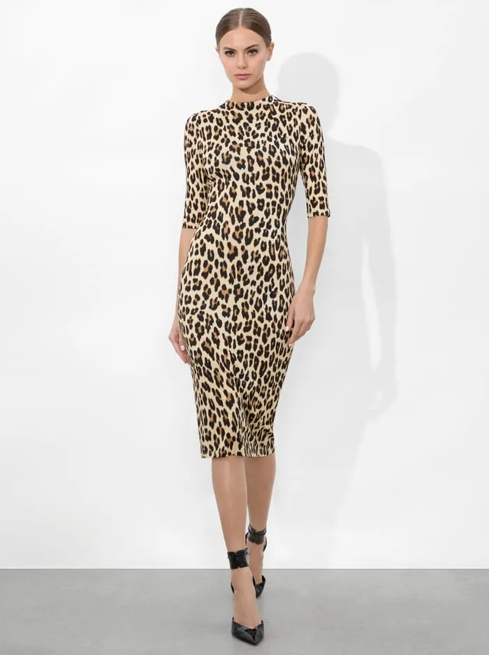 Dresses Women Alice Olivia Delora Midi Dress Textured Leopard
