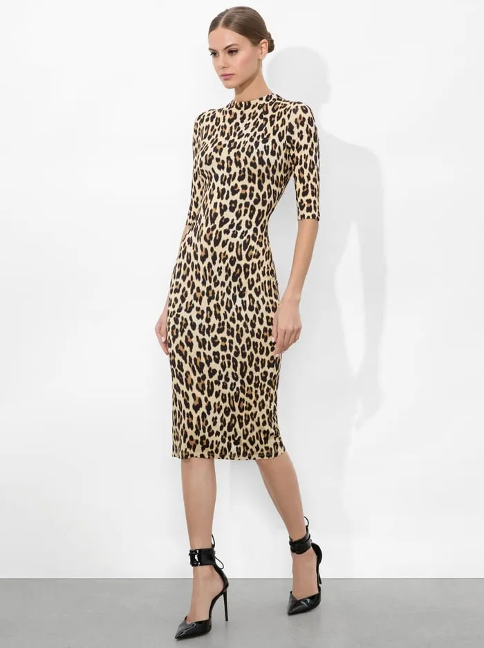 Dresses Women Alice Olivia Delora Midi Dress Textured Leopard
