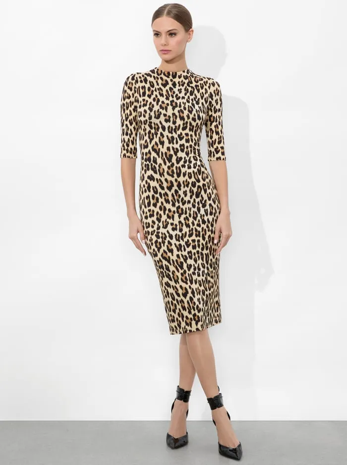 Dresses Women Alice Olivia Delora Midi Dress Textured Leopard