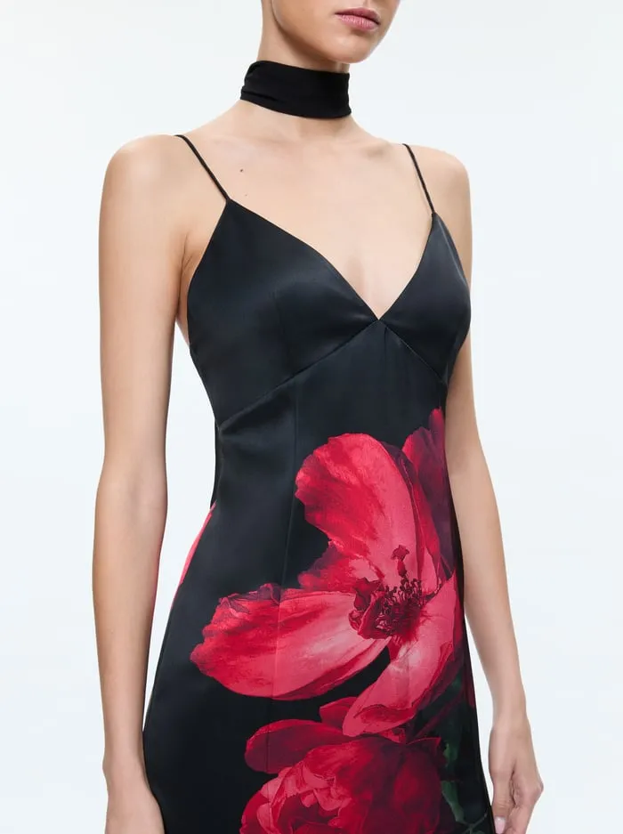Dresses Women Alice Olivia Monika Maxi Dress Peony Petals Bright Ruby