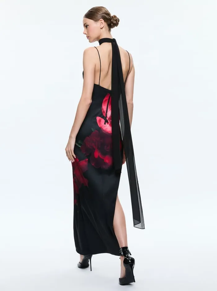 Dresses Women Alice Olivia Monika Maxi Dress Peony Petals Bright Ruby