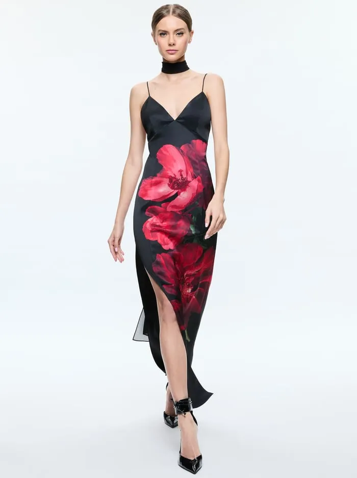 Dresses Women Alice Olivia Monika Maxi Dress Peony Petals Bright Ruby
