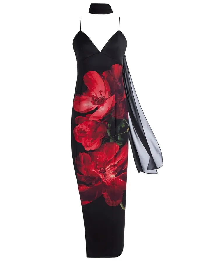 Dresses Women Alice Olivia Monika Maxi Dress Peony Petals Bright Ruby