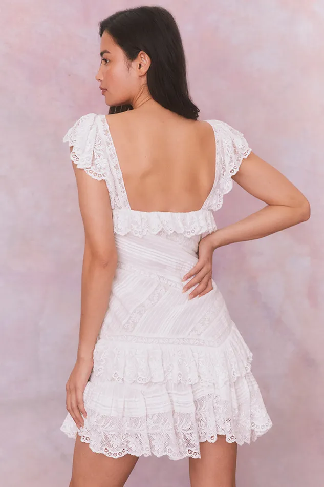 Dresses Women LoveShackFancy Bensley Fitted Lace Mini Dress True White