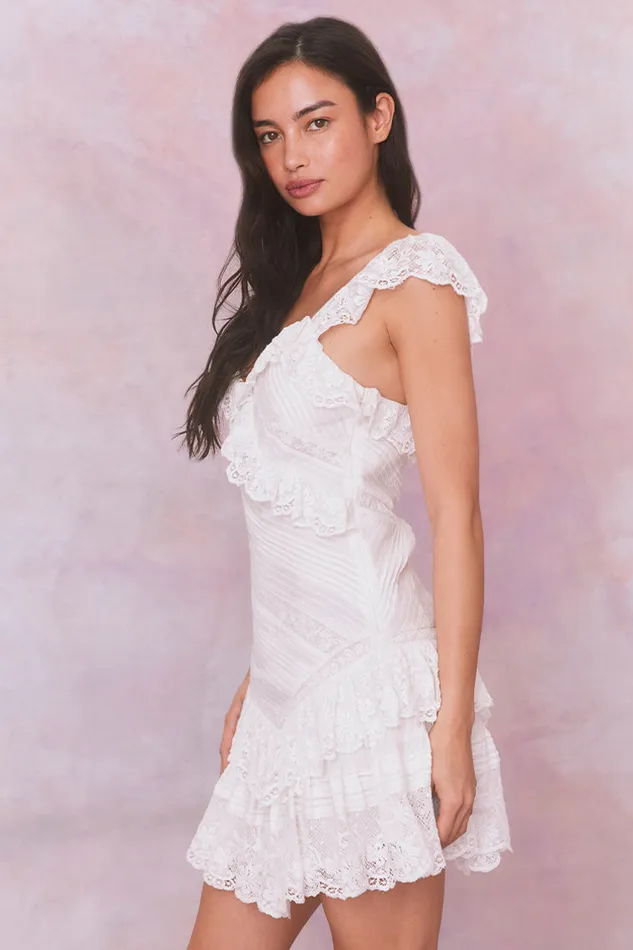 Dresses Women LoveShackFancy Bensley Fitted Lace Mini Dress True White