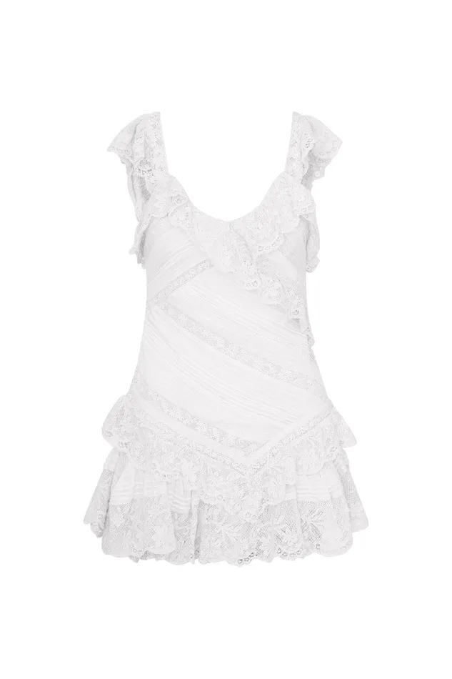 Dresses Women LoveShackFancy Bensley Fitted Lace Mini Dress True White