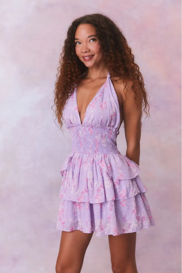 Dresses Women LoveShackFancy Deanna Fragrance Print Halter Mini Dress Hibiscus