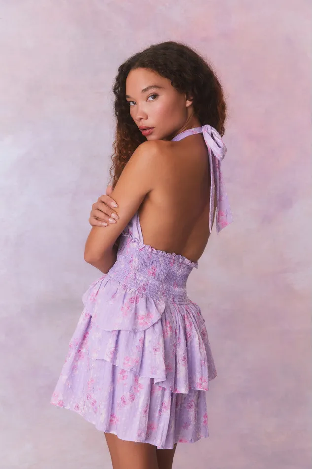 Dresses Women LoveShackFancy Deanna Fragrance Print Halter Mini Dress Hibiscus