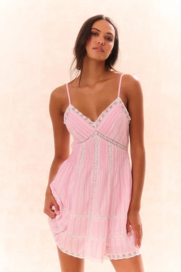 Dresses Women LoveShackFancy Docila Cotton Striped Dress Captiva Pink