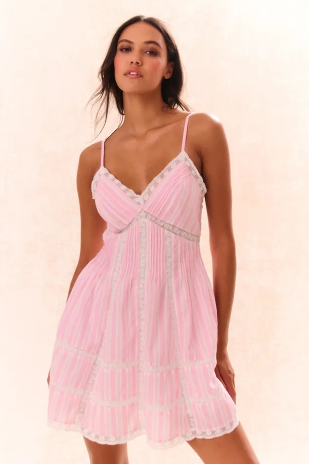 Dresses Women LoveShackFancy Docila Cotton Striped Dress Captiva Pink