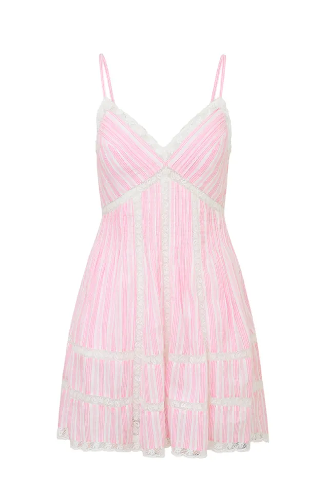 Dresses Women LoveShackFancy Docila Cotton Striped Dress Captiva Pink