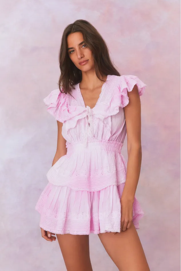Dresses Women LoveShackFancy Gwen Hand Dyed Upcycled Mini Dress Peony Pink